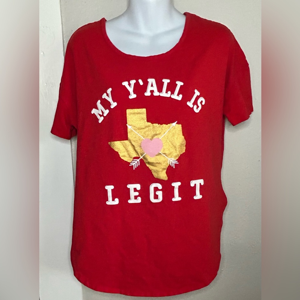 South Main My Y’all Is Legit Texas Red T-Shirt Size L